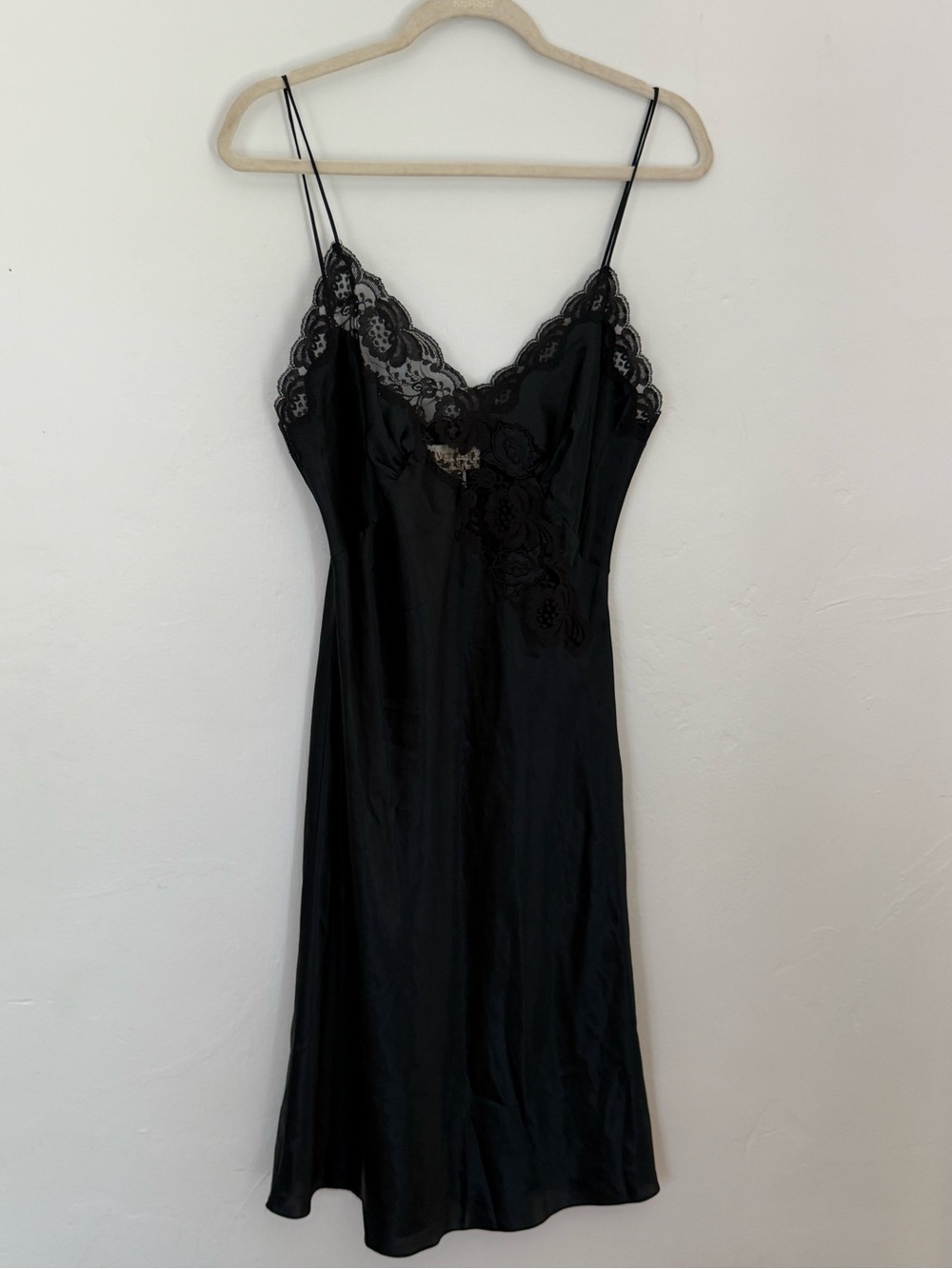 Black vintage lace slip dress